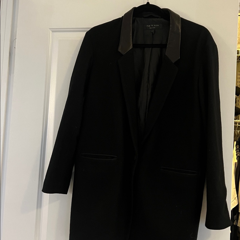 Rag & Bone black wool Blazer with leather Detail